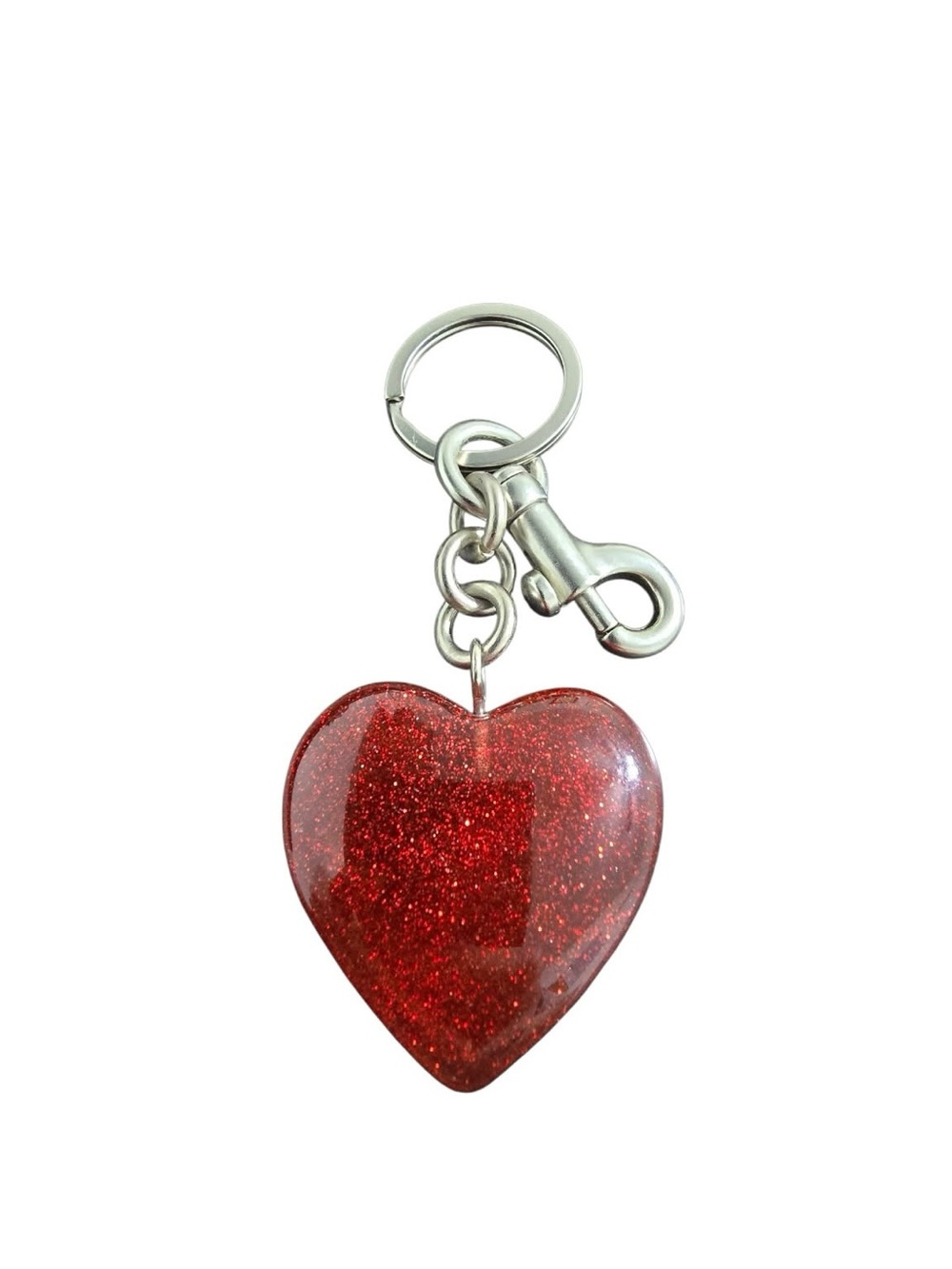 Red Glitter Heart Keychain & Bag Charm